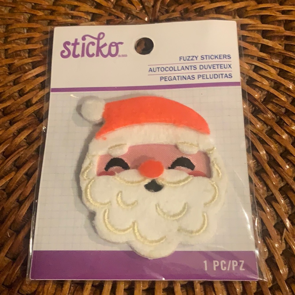 ⭐️ $1 if bundled - STICKO Santa Face Fuzzy Sticker NWT